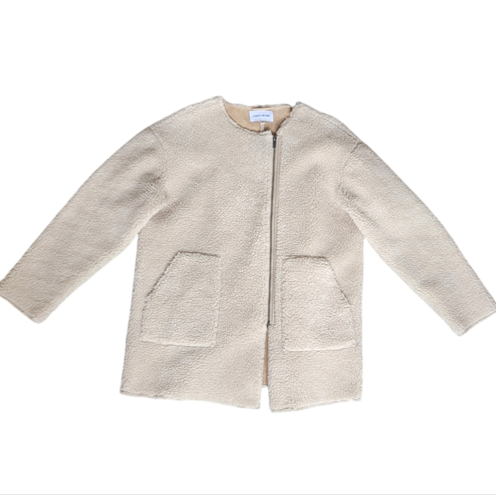 Elizabeth and James Faux Sherpa Coat Off-Set Zipper Cream Fleece Jacket … - Picture 7 of 17